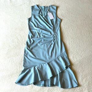 Grace Karin Baby Blue Ruched Ruffled Dress